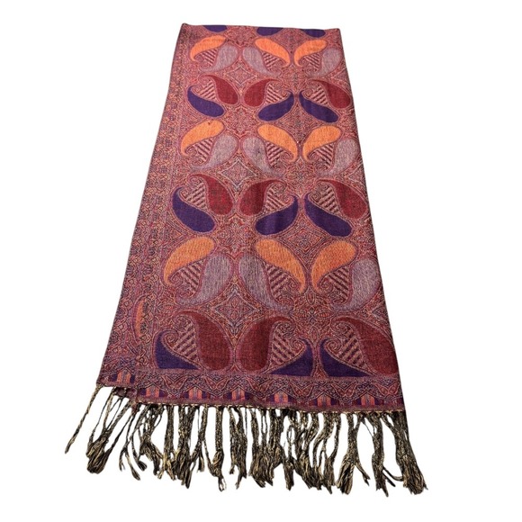 Accessories - Paisley Pashmina Scarf Shawl Wrap‎ Fringed 55% Pashmina 45% Silk